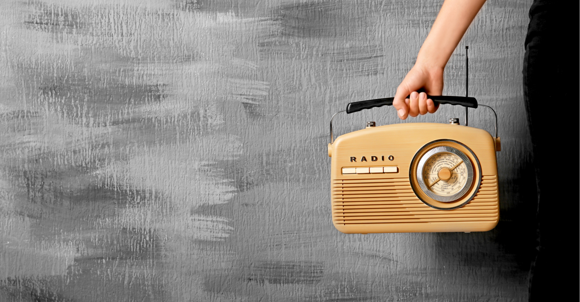 old fashioned radio woman arm